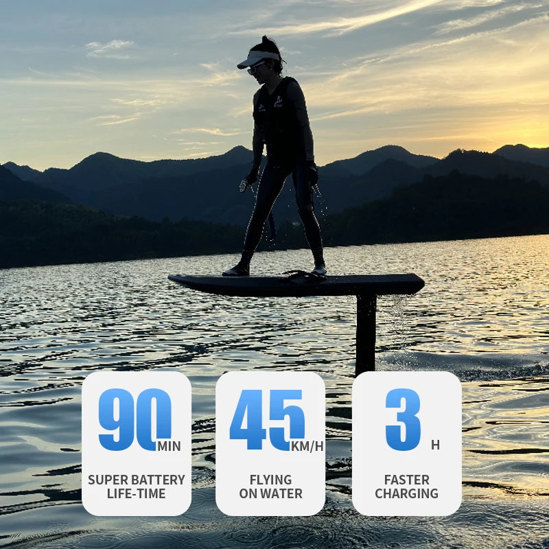 Electric Hydrofoil Surfboard EPP Carbon Fiber 8KW Motor 58AH Battery RUSH WAVE Y1 Standing Water Ski Board Suspended Water Pedal