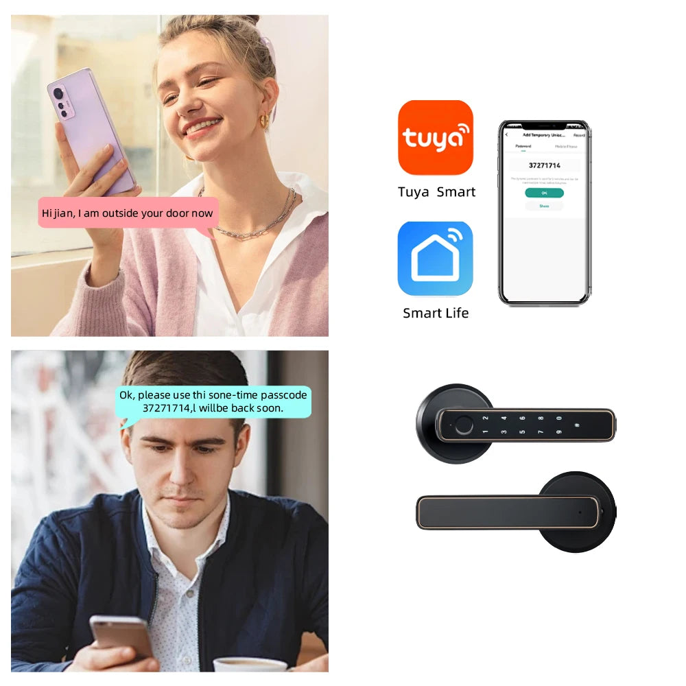 RAYKUBE M3-S Tuya Digital Fingerprint Door Lock Electronic Lock with Password/Key/Smartlife/Tuya APP Remote Unlock For Bedroom