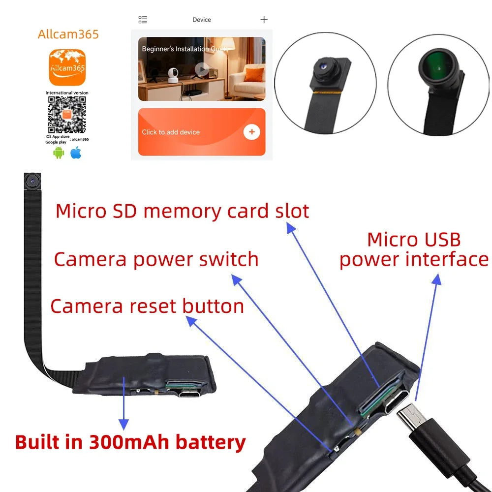 4K HD Mini WiFi Camera - Remote Viewing Motion Detection DIY Home Nanny Style Surveillance Cam