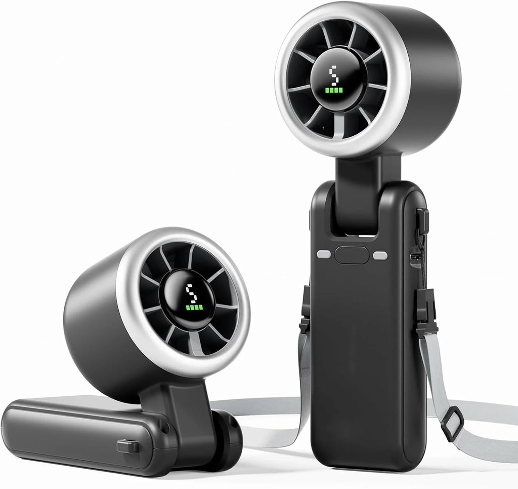 Mini High-speed Handheld Fan Usb Charging Digital Display Portable Desktop Folding Hanging Camping Violent Turbo Fan