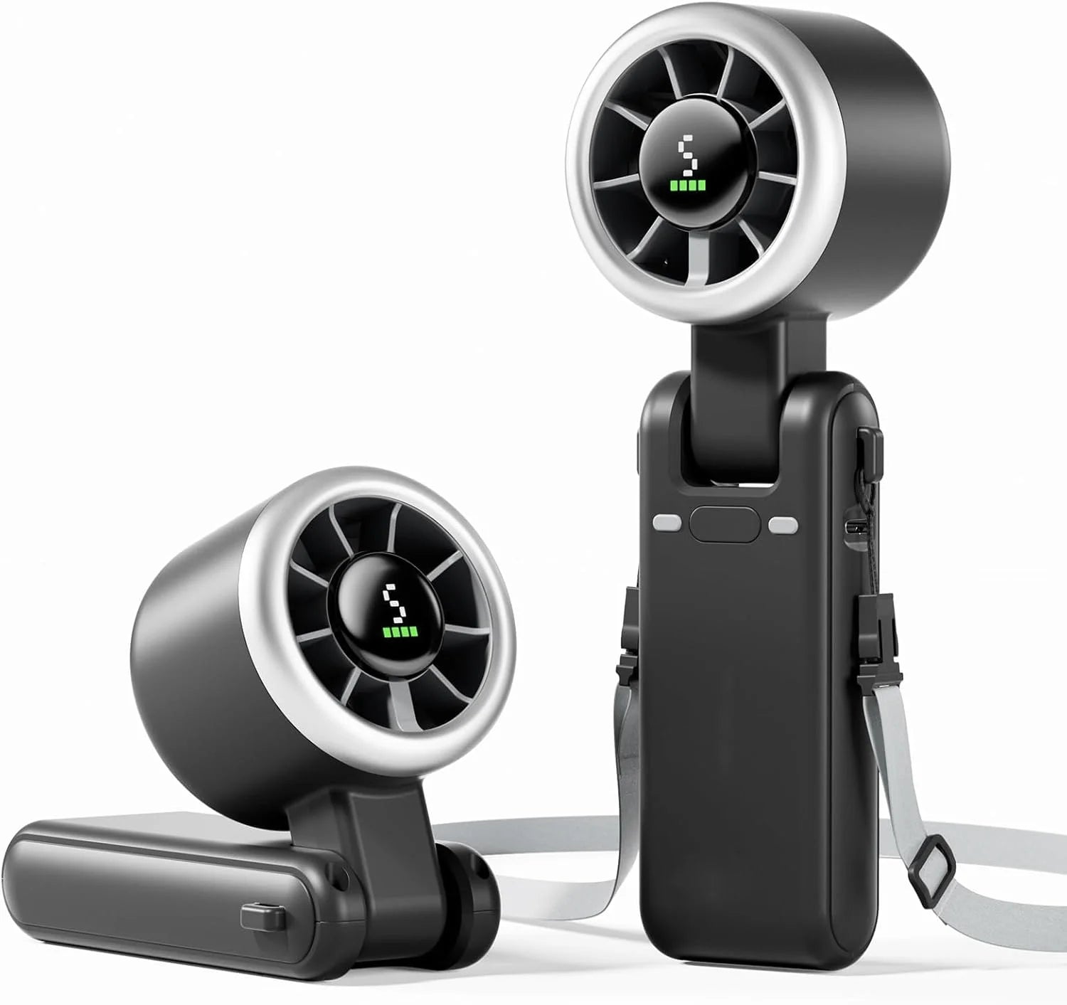 Mini High-speed Handheld Fan Usb Charging Digital Display Portable Desktop Folding Hanging Camping Violent Turbo Fan