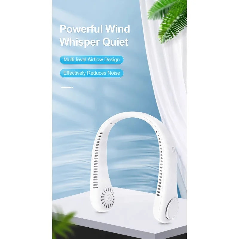 New Bladeless Neck Fan Mini Lightweight Silent Rechargeable Wearable Cooler Portable Personal Air Fan for Outdoor Sports