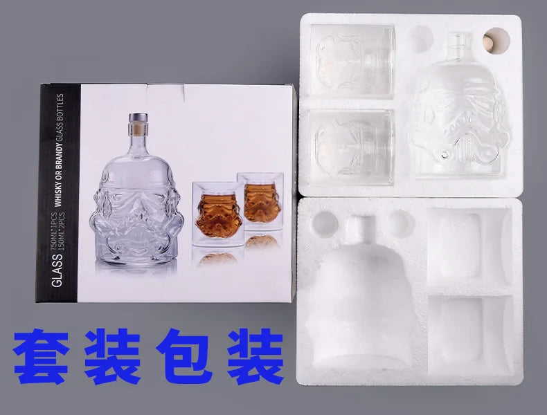 Glass Whiskey Decanter Transparent Creative Dispenser Flask Carafe for Wine Scotch Bourbon Vodka Gift Package for Men