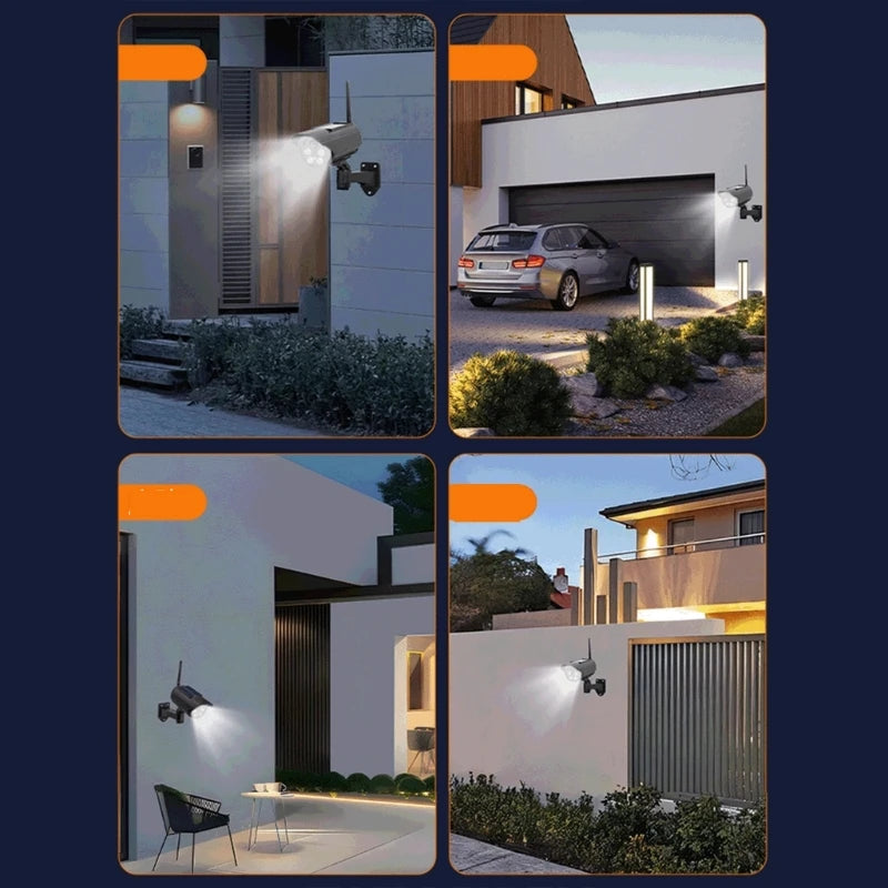 Solar Powered Fake Security Camera Outdoor Dummy Surveillances Device ABS Weatherproof For Home Business Garden Garage
