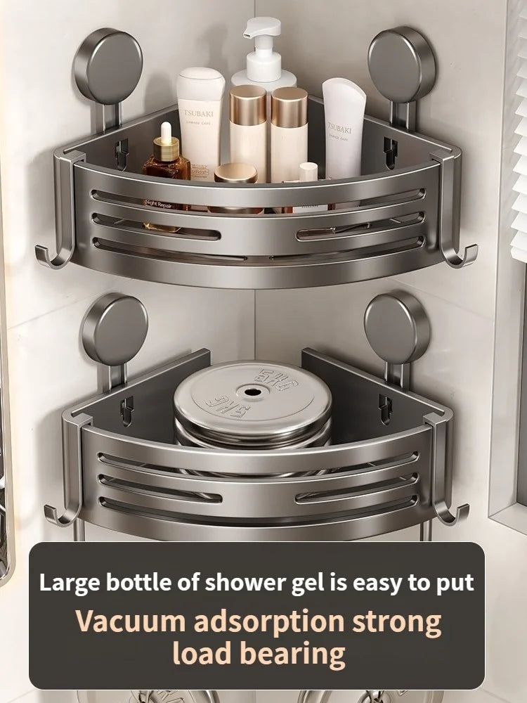 Bathroom Storage Shelf Suction Cup Perforation-Free Bathroom Triangle Toilet Wash Counter Corner Bathroom Storage Shelf