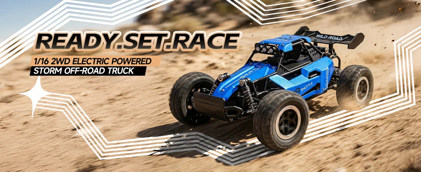 RC Monster Truck 1:16 Scale Remote Control Car 2.4GHz Alloy Shell 20KM/H Fast Off Road RC Car LED LED Headlight Toy Gift for Kid