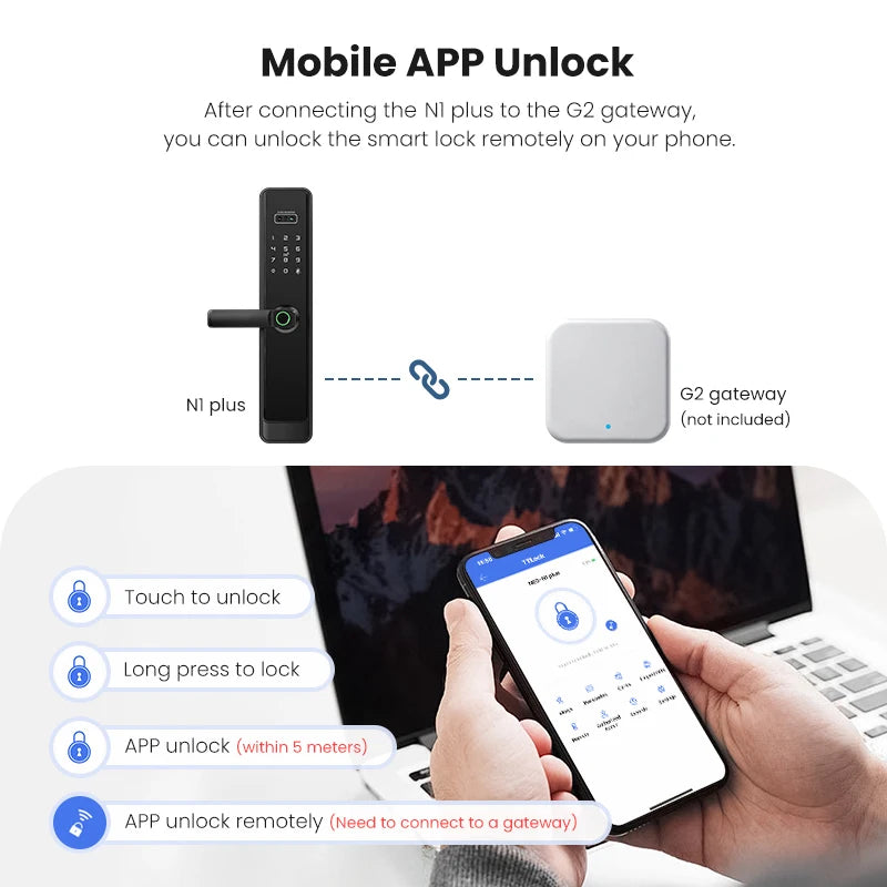 ttlock remote control 3d face recognition fingerprint smart lock automatic safe digital Intelligent electronic lock for home