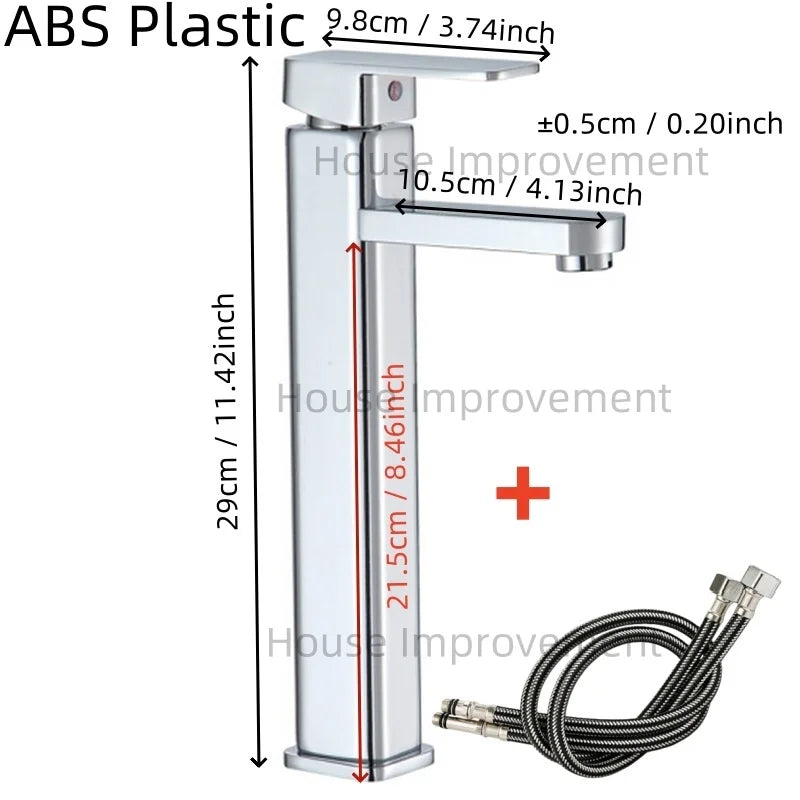 Hot and Cold Bathroom Faucet Water Mixer Tap Single Handel Single Hole Deck Mounted Plastic Washbasin Bathtub Faucet G1/2