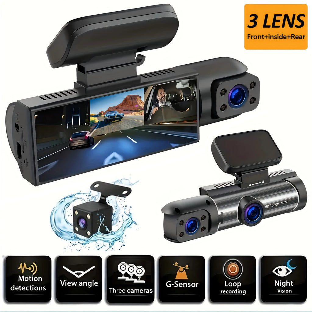 3 Camera Dash Cam For Car Camera 1080P Video Recorder Car DVR Front Rear View Camera Night Vision Black Box Car Accessories