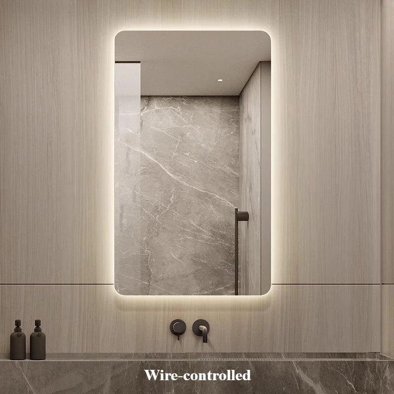 Toilet Intelligent Makeup Mirror Touch Screen LED Bathroom Mirrors High Definition Anti Fog Wall Mounted Lighted Espejos De Baño