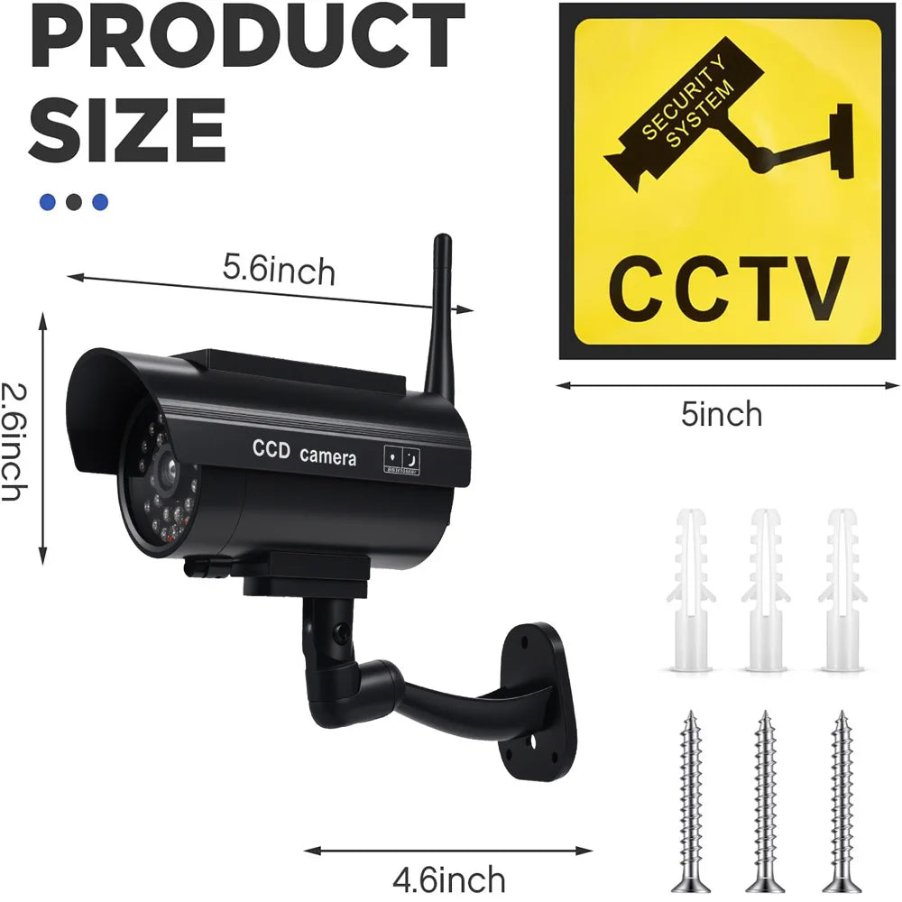 Dummy Camera With Antena Solar Powered Waterproof Fake Camera Red Flashing Led Scare The Thief Home Surveillance Security System