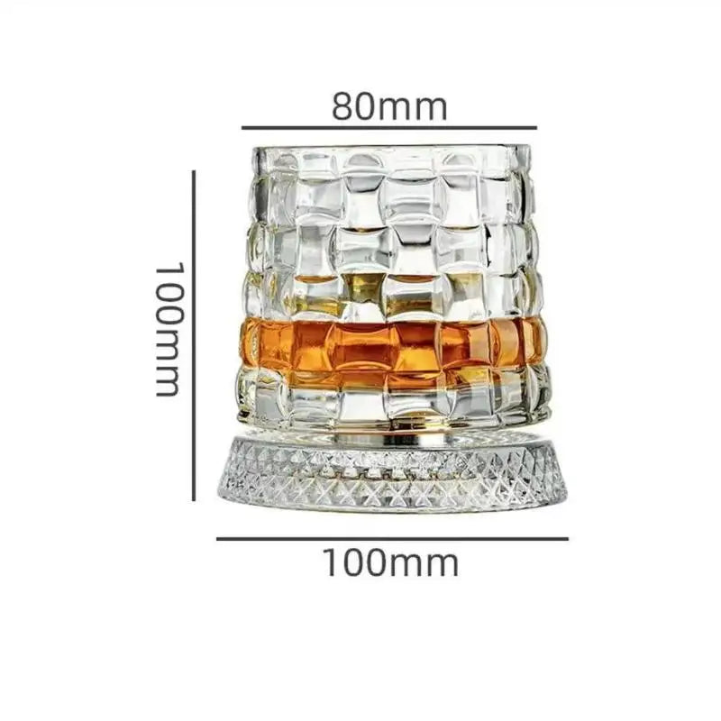 2026 Crystal Whiskey Glasses Rotating 360 Degrees Whisky Glass with Glass Base for Cocktail Party Drinking