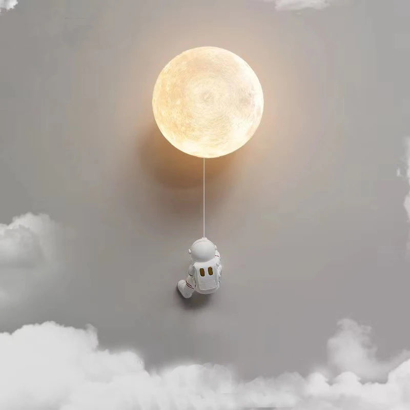 New Design Home Decoration Wall Lamp PLA Material 3D Print Lampshade Sconce Light Astronaut Climbing Moon Style Children Lustres