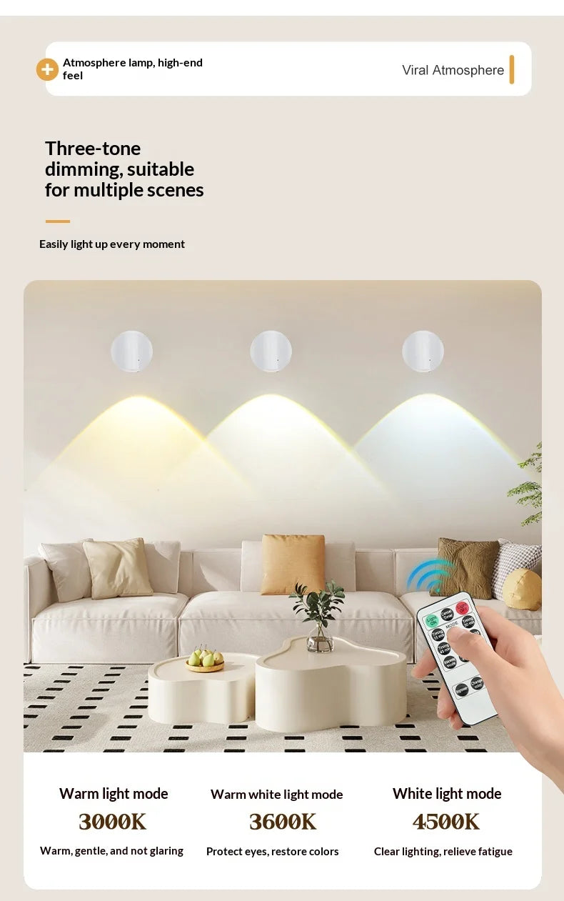 LED Light Magnetic Rechargeable Wall light Spotlight Wireless No Punch Reading Light With Touch Switch Dimmable Bedside Lamp