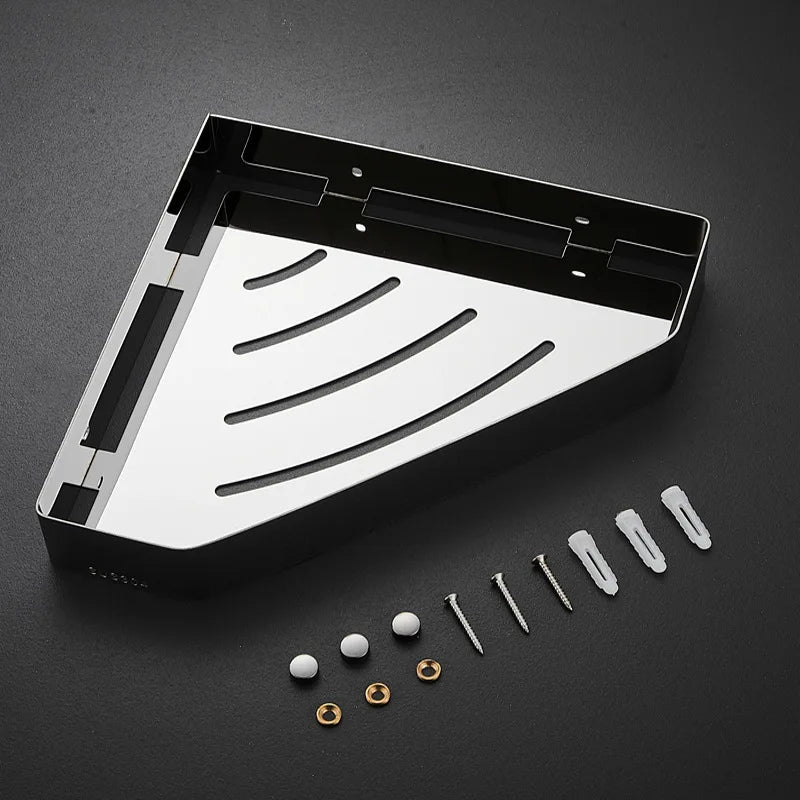 Bathroom Shelves Hardware Rack Kitchen Storage Rack 304 Stainless Steel Wall Mounted Corner Triangle Shower Holder Accessories