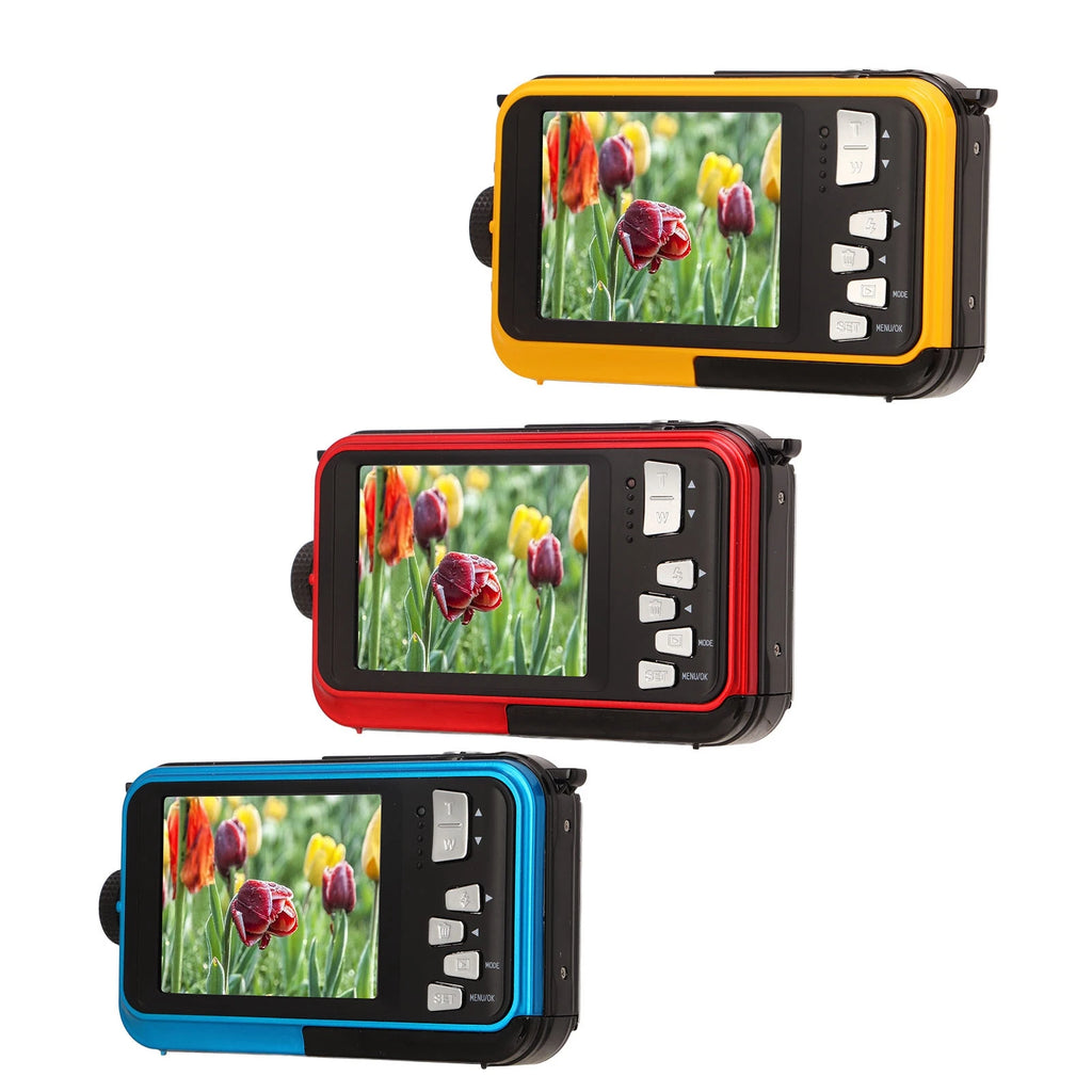 Full HD 2.7K 48MP 10ft Waterproof Underwater Digital Camera 16X Digital Zoom Front Rear Double Screens Waterproof Digital Camera