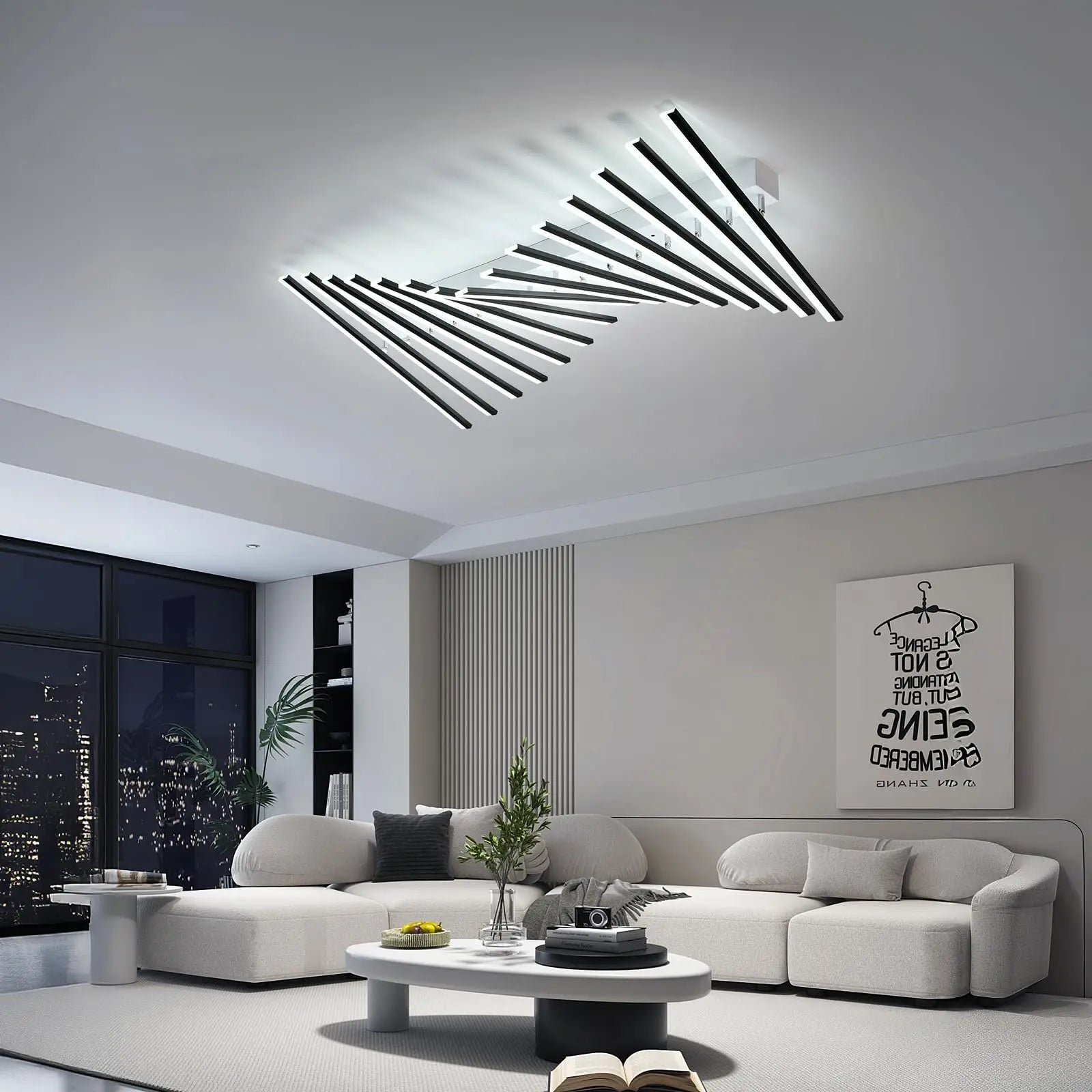 Modern LED Suitable for Living Room Pendant Lights With Remote Control Indoor Bedroom Office Lighting Long Strip Ceiling Lights