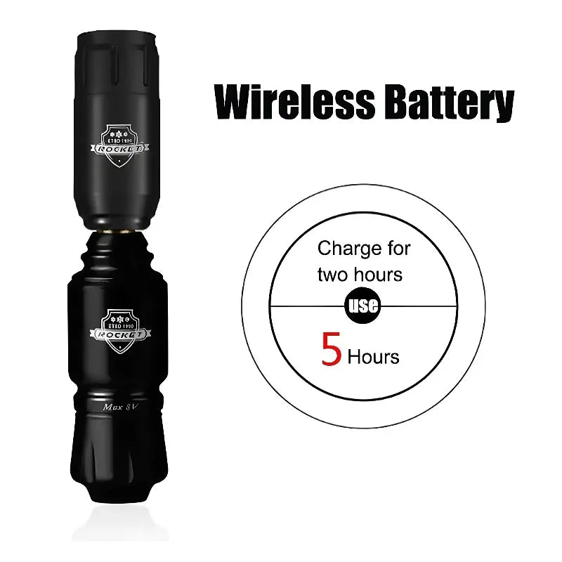 Wireless Tattoo Pen Kit Mini Rocket RCA Battery Rotary Gun with Tattoo Ink and Needles Complete Starter Set for Beginners
