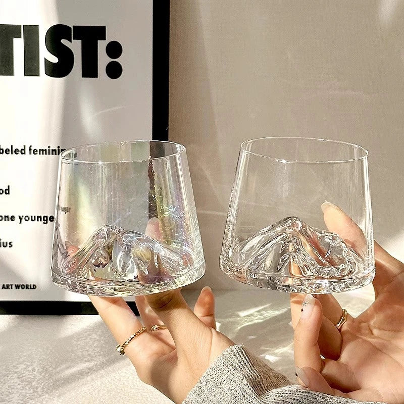Transparent Whiskey Glasses Mountain Crystal Glass Drinking Glasses for Drinking Bourbon, Cognac, Scotch, Cocktails 125-380ml