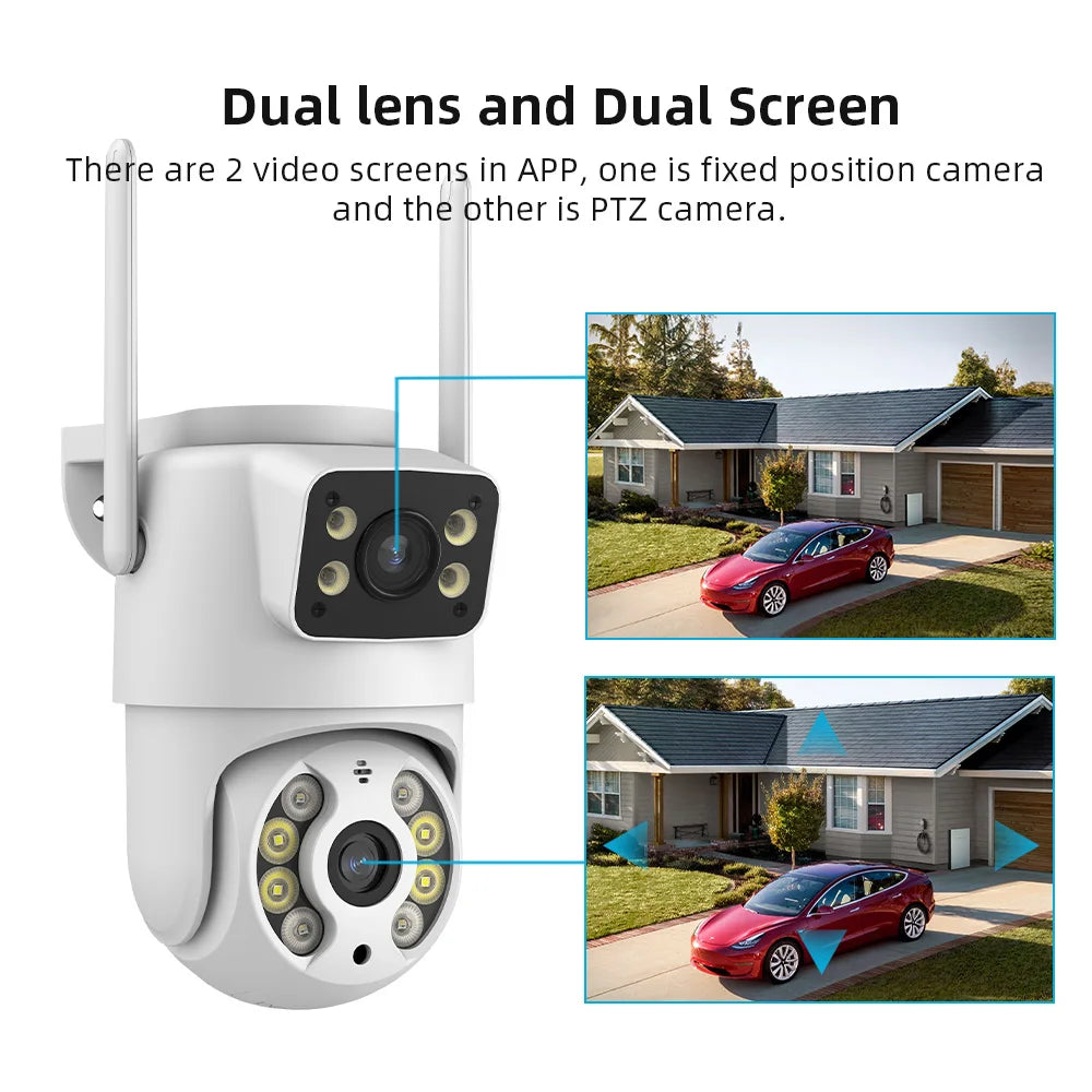 15MP HD Three Screen WIFI IP Camera Outdoor 4K Dual Lens Camera AI Human Detection Waterproof CCTV Video Security Camera ICsee