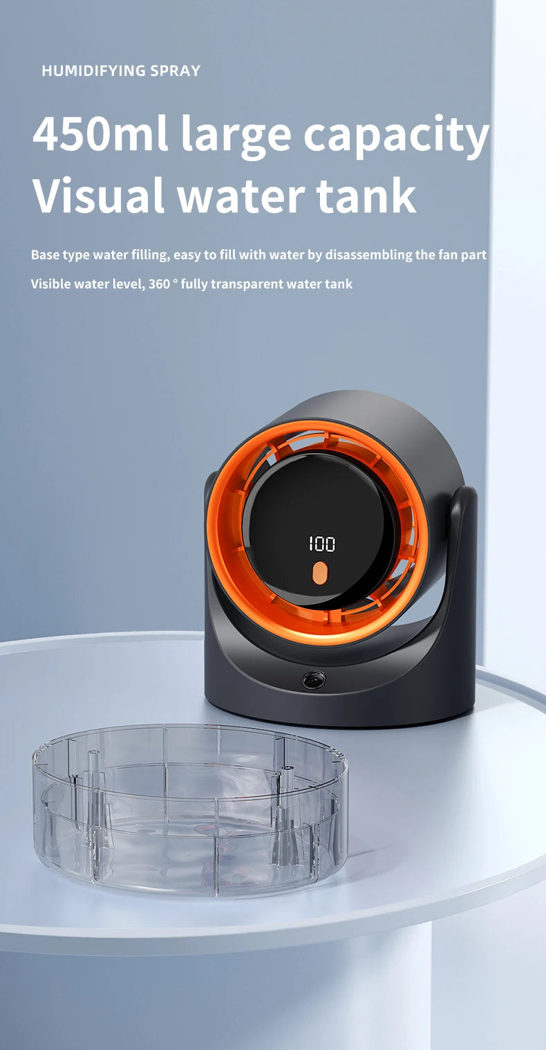Household mini electric fan with single hole spray air conditioning cooling humidification circulating fan 360 ° adjustable