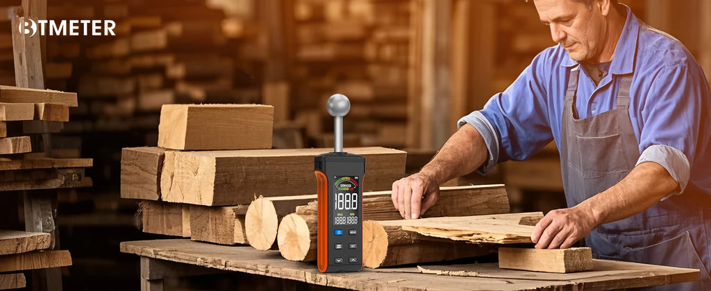 Wood Moisture Meter - Pinless Moisture Detector Measur Depth 20-40mm Non-Destructive Moisture Tester with Masonry
