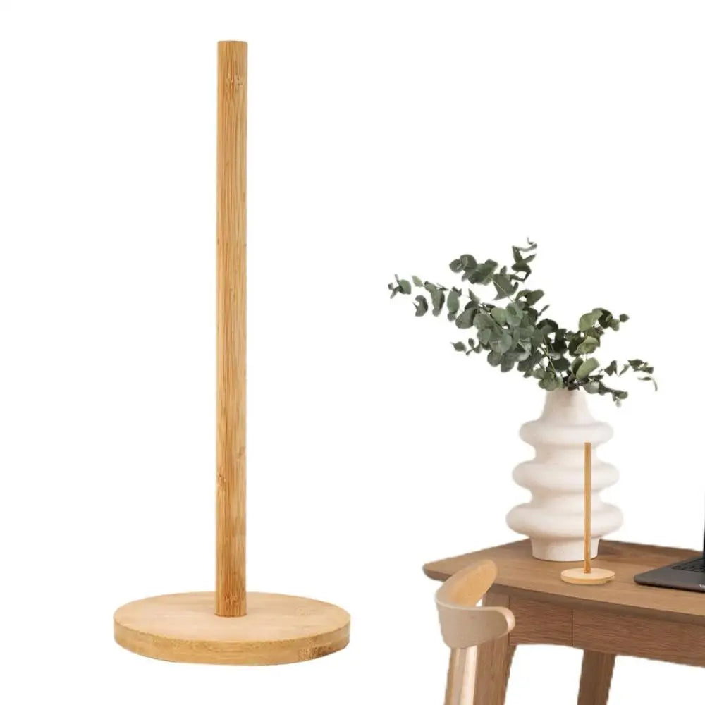 Wood Paper Towel Holder Kitchen Roll Paper Towel Holder Bathroom Tissue Vertical Stand Anti-Skid Base Paper Towel Storage Holder