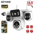 10K 20MP WiFi Security Camera 4 Lens 4 Screen 360°  PTZ 16X Zoom Waterproof Home Surveillance CCTV Outdoor Street Video Camera