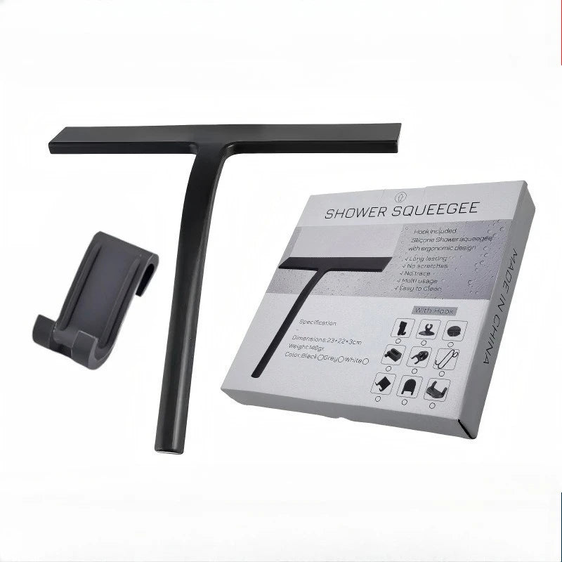 Matte Black Silicone Squeegee Set Streak Free Cleaning Shower Squeegee for Glass Bathroom Shower Doors Mirrors Tiles Car Windows