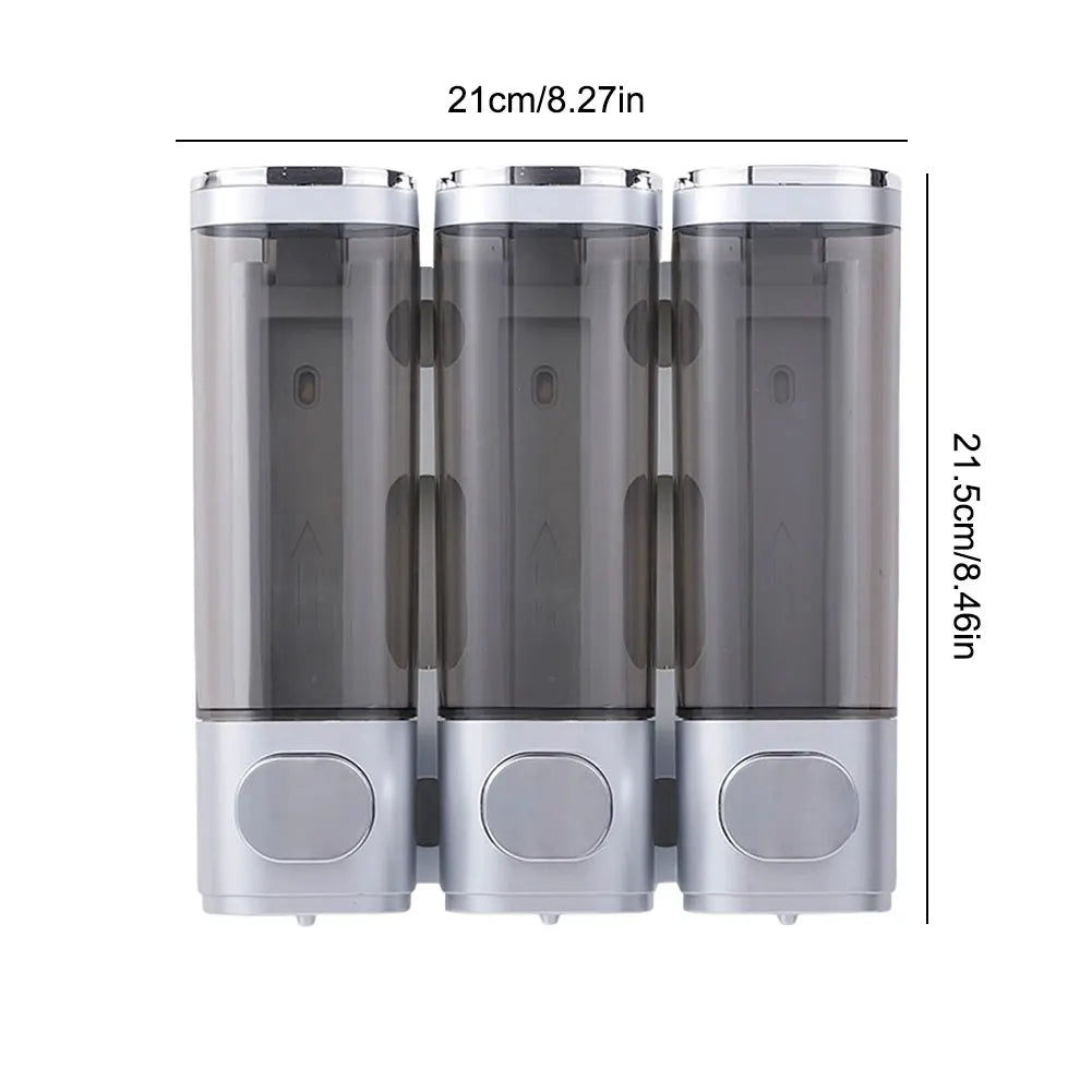 Wall Mounted Bathroom Liquid Soap Dispenser Three Head Hand Sanitizer Holder Wall Mount Soap Shampoo Gel Shower Liquid Container