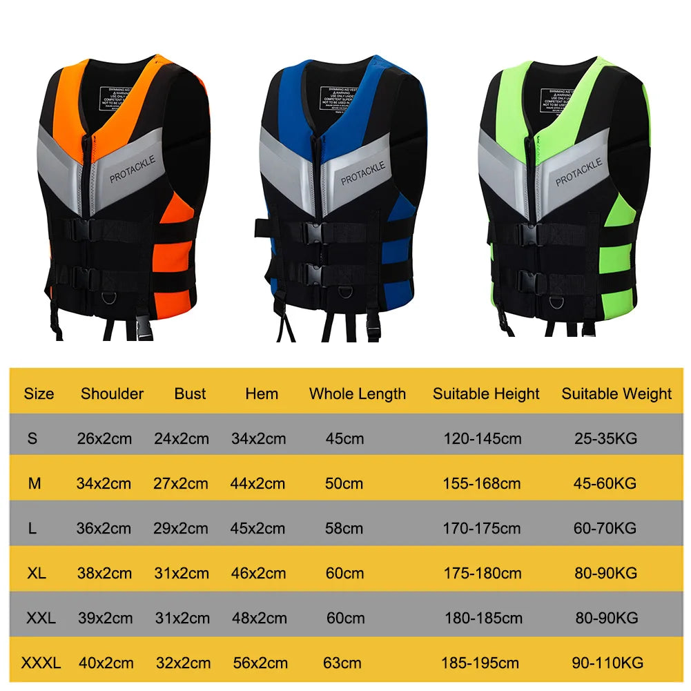 Professional Water Sports Life Jacket For Adults And Children Adjustable Buckle Vest For Swimming Snorkeling Safety Aid 240D
