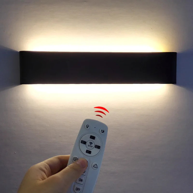 16W Remote Control Dimming Wall Lamp Aluminum Living Room Bedroom Bedside Indoor Decoration Light Home Modern LED Wall Lights