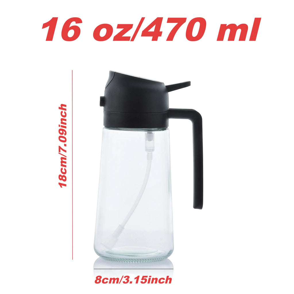 16Oz/470Ml Glass Olive Oil Sprayer for Cooking – 2 in 1 Olive Oil Dispenser Bottle for Kitchen Gadgets and Air Fryer Accessories
