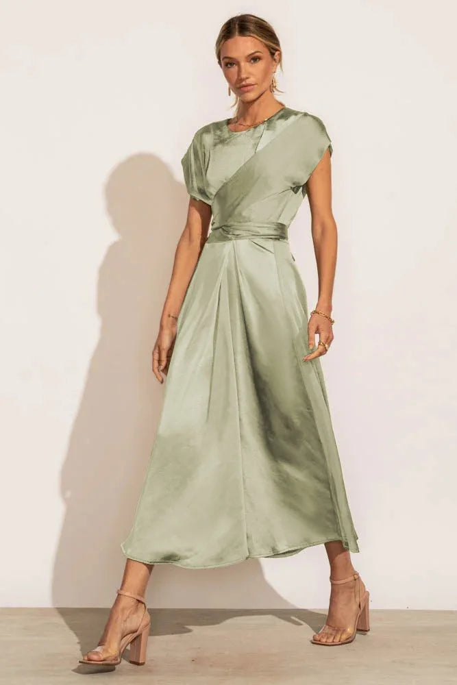High Quality Spot Wholesale Fashion Summer Women Clothing High-end Satin Binding Elegant Drape Light Evening Dress Vestidos Y2k