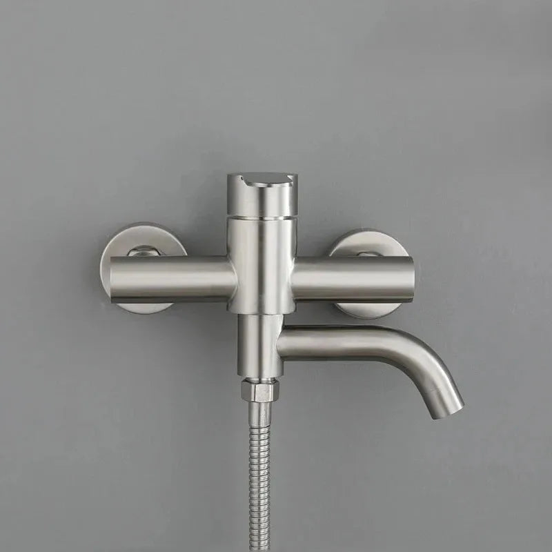 Bathroom Shower Faucet Stainless Steel Triple Bathtub Faucet Mixers Hot Cold Mixer Valve Nozzle Tap Wall Mounted Home Shower Set