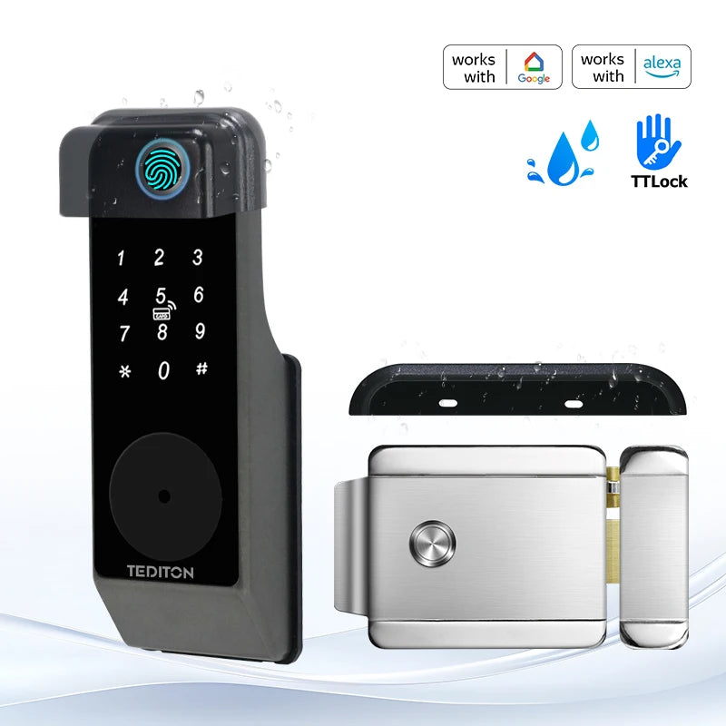 Waterproof TTLock App Outdoor Gate Fingerprint Lock Smart Door Lock Smart Bluetooth Digital APP Keypad Code Keyless Door Lock