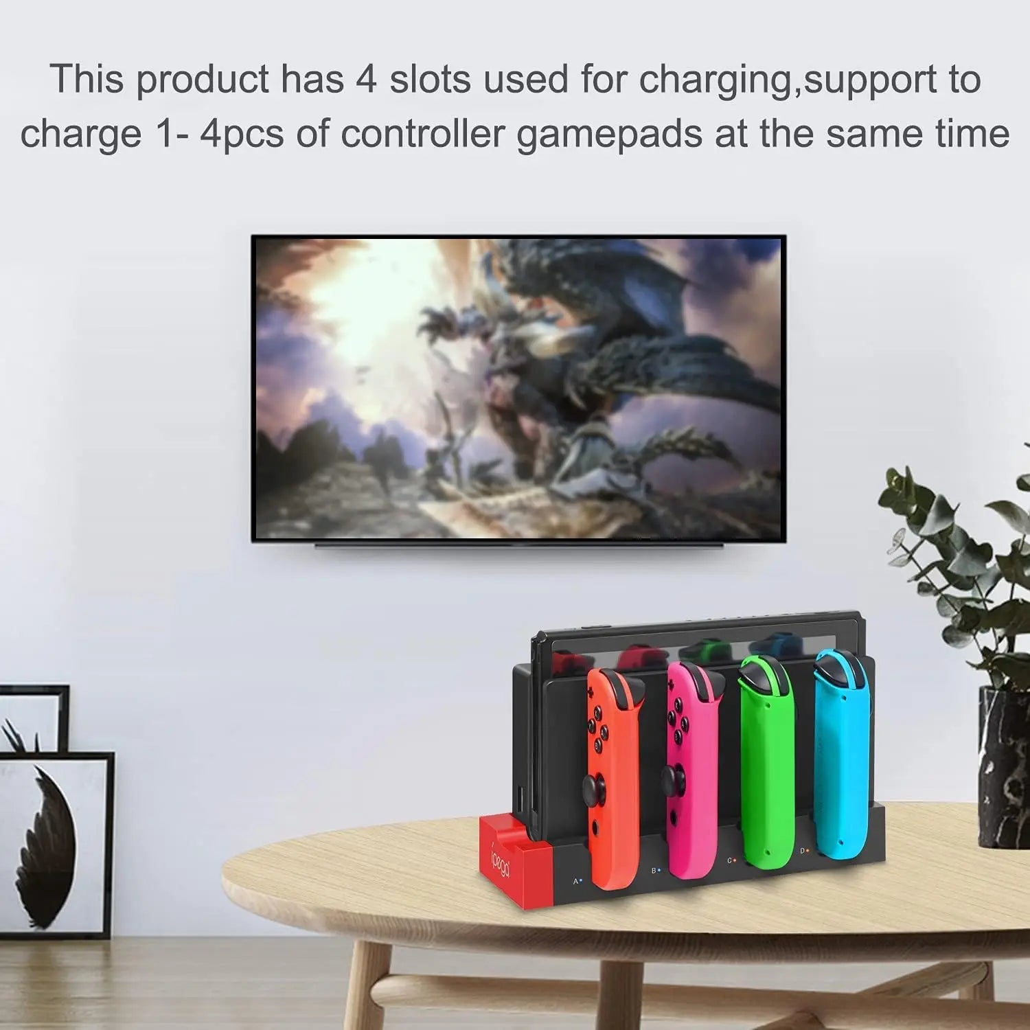 IPEGA PG-9186 Charging Dock Station for Switch&OLED - Charges Up To 4 Controllers, Compatible with Switch and OLED Model