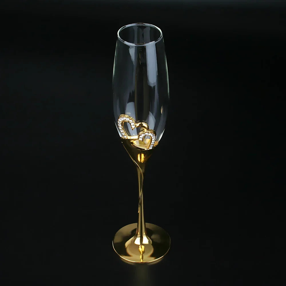 Crystal champagne glasses, wedding goblets, red wine glasses, European household sparkling sweet wine glasses, golden glasses