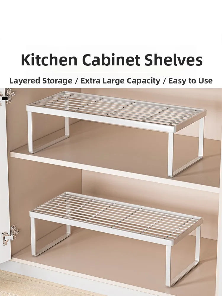 Kitchen Countertop Storage Rack Bowl Plate Pot Organizer Cabinet Internal Layered Shelf Seasoning Tabletop Storage