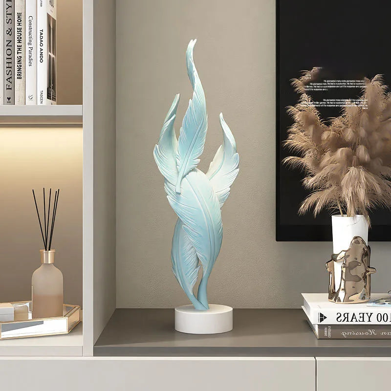 Modern Light Luxury Feather Resin Ornaments Home Living Room Wine Cabinet Figurines Decoration Store Hotel Pub Furnishing Crafts