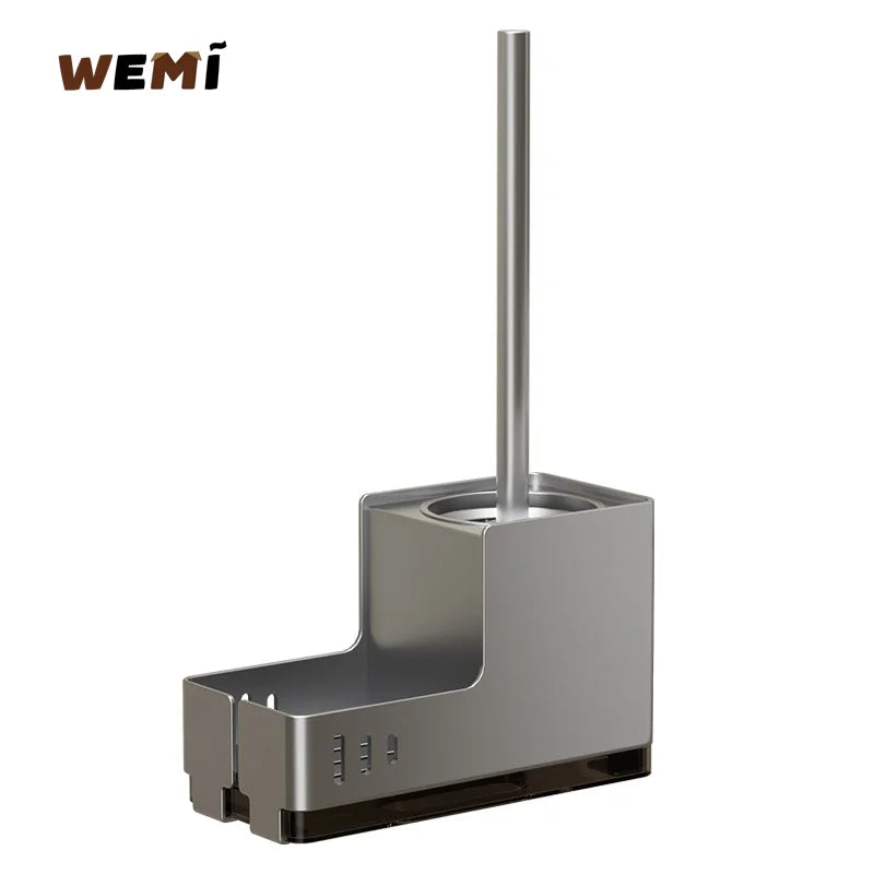 Bathroom Toilet Brush Holder Cleaning Tools Space Aluminum Wall Mounted No Drill Vertical Toilet Brush Bathroom Accessories
