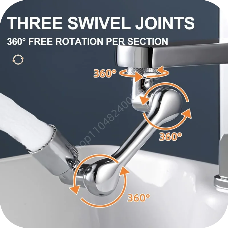 1080° Universal Rotatable Extension Faucet Kitchen Bathroom 2 Spray Modes Tap Extend Adapter Aerator Bathroom Faucets Accessorie