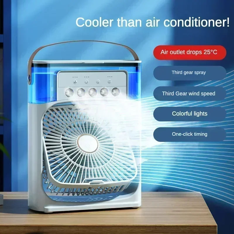 Fan Portable Air Cooler Conditioner Humidifier with Water Tank Quite Mist Water Spray Fan for Home Room Camping Car Office