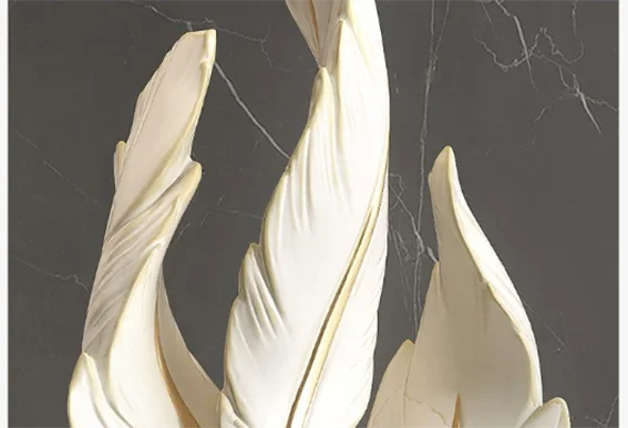 Modern Light Luxury Feather Resin Ornaments Home Living Room Wine Cabinet Figurines Decoration Store Hotel Pub Furnishing Crafts