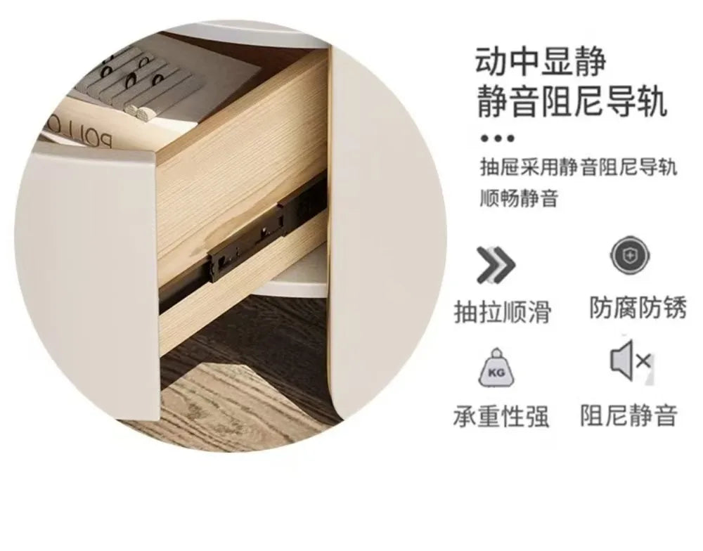 Modern Italian Round Bedside Table: Minimalist Design, Luxury & High-End Storage for Home Bedrooms