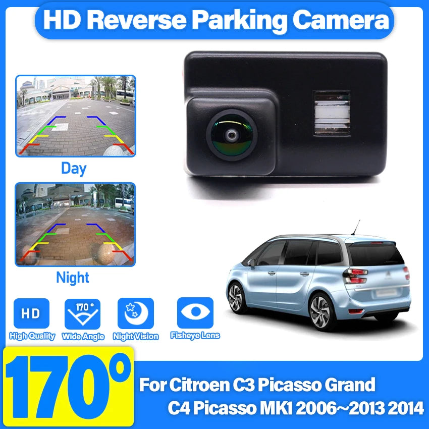 Fisheye Camera For Citroen C3 Picasso Grand C4 Picasso MK1 2006~2014 Car Rear View Reverse Back up Camera HD CCD Night Vision