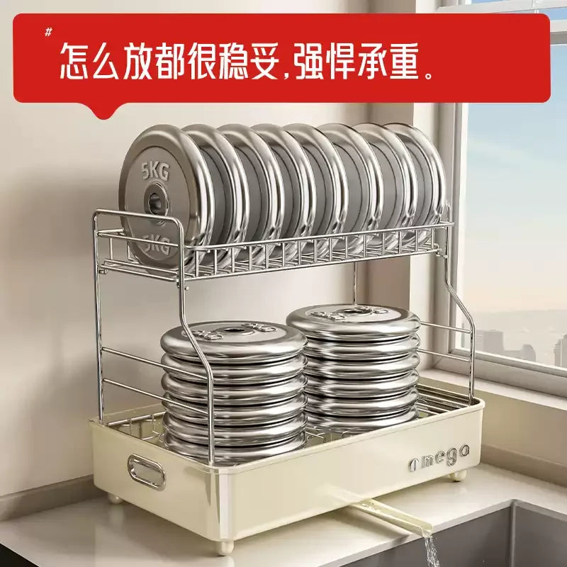 Kitchen Dish Storage Shelf, Multifunctional Countertop Organizer, Detachable Easy-Clean Plate Rack, Durable Sturdy Design