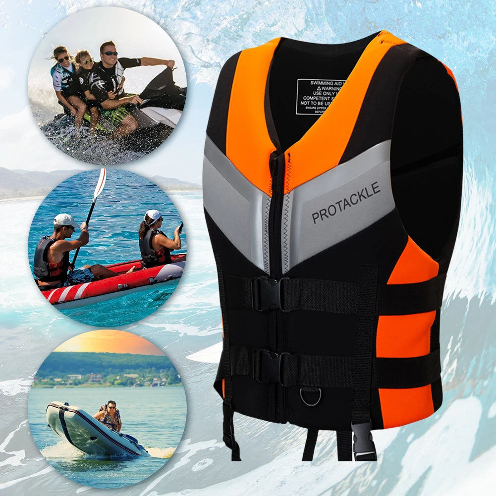 Professional Water Sports Life Jacket For Adults And Children Adjustable Buckle Vest For Swimming Snorkeling Safety Aid 240D
