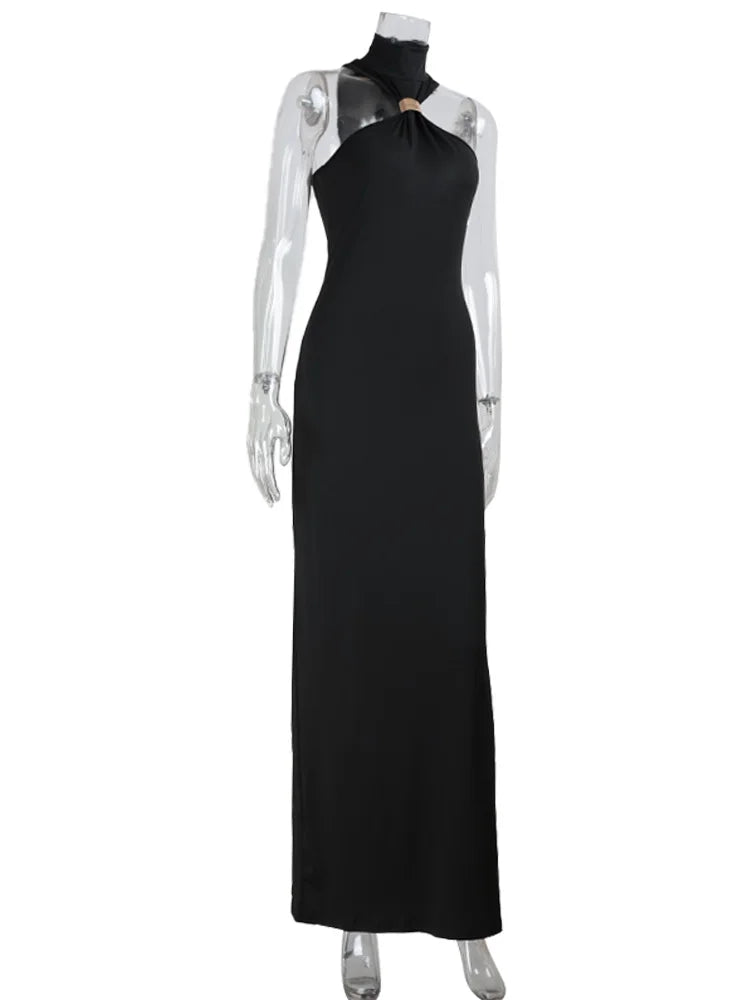 CNYISHE Solid Halter Elegnt Sleeveless Evening Party Women Dresses Hip Wrap Sexy Club Fashion Outfits Female Vesstidos Robes