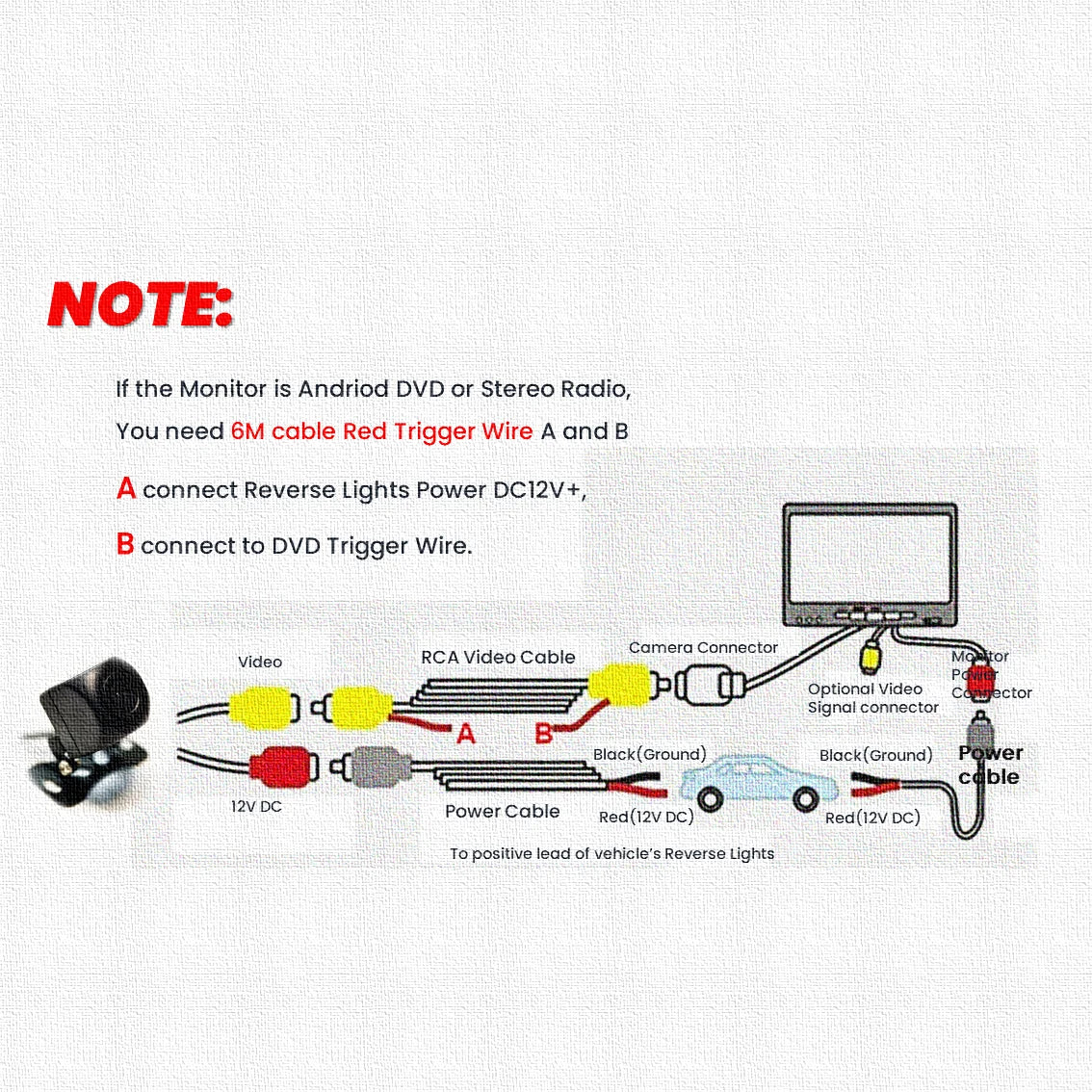 Universal HD 1080P AHD Car Rearview Camera 12V 480P 720P Waterproof Night Vision HD Color Image Video Car Reversing Image